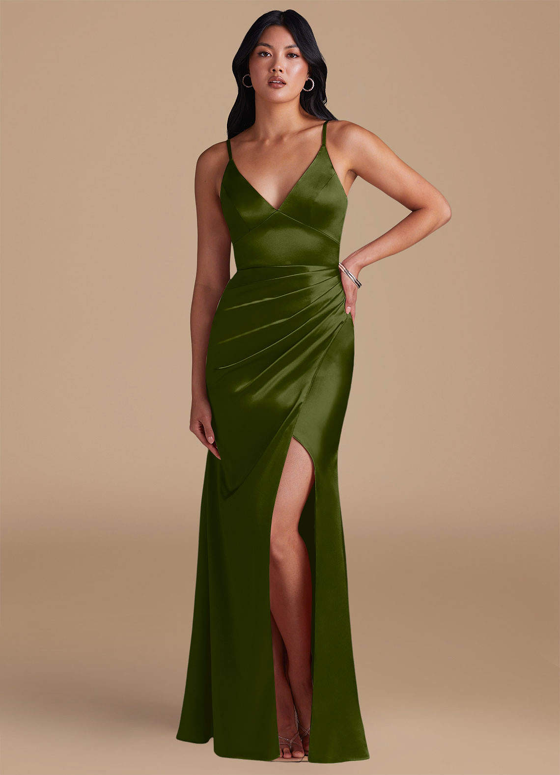 green emerald velvet dress Macy Dress Satin Steel Blue