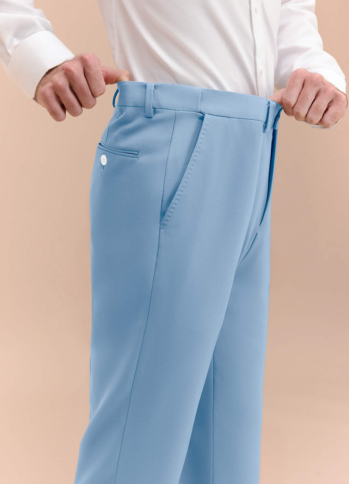 front James Sky Blue Structured Stretch Dress Pants