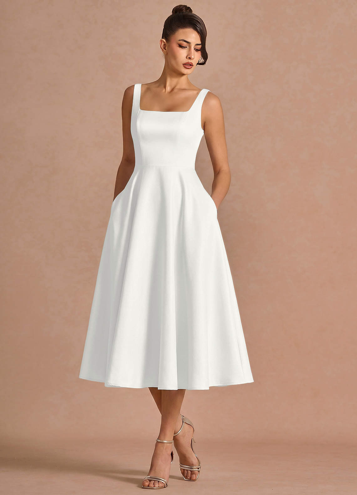 wine velvet bridesmaid dresses Brynn White Midi Dress Size:Eu41/Us8
