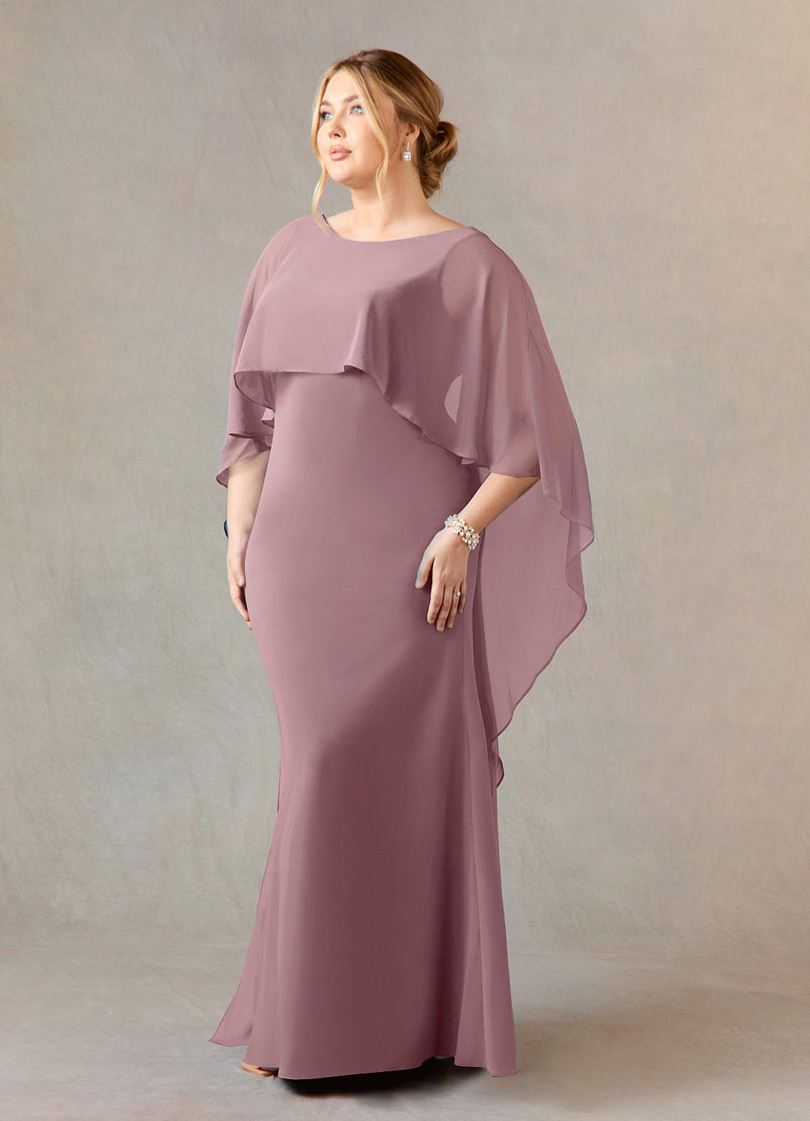 Azazie Dion Mother of the Bride Dresses Dusty Rose Sheath Scoop Stretch Crepe Dress image10