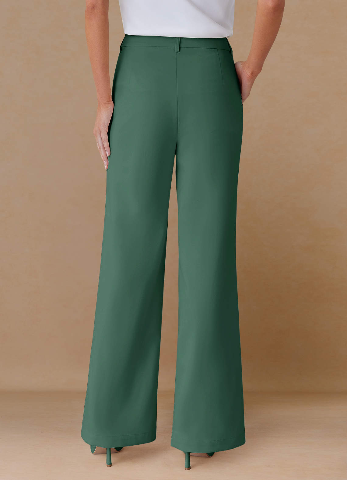 front Marina Eucalyptus Refined Weave Straight-Leg Pants