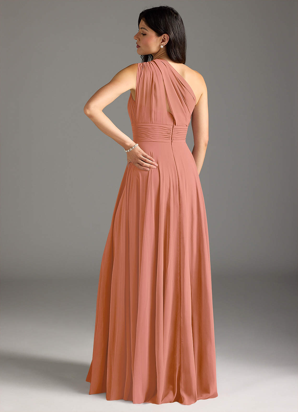 Azazie Charlize Bridesmaid Dresses MAI TAI A-Line One Shoulder Chiffon Dress image1