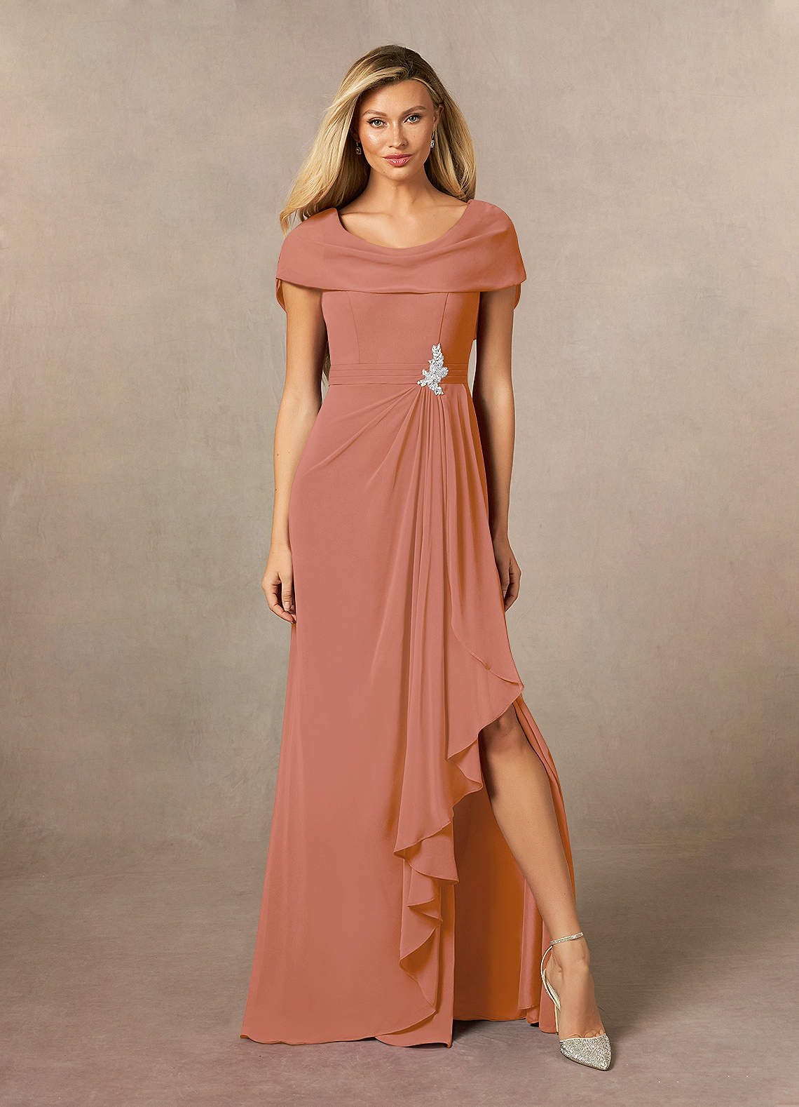 Azazie Mary Mother of the Bride Dresses MAI TAI A-Line Side Slit Chiffon Dress image1