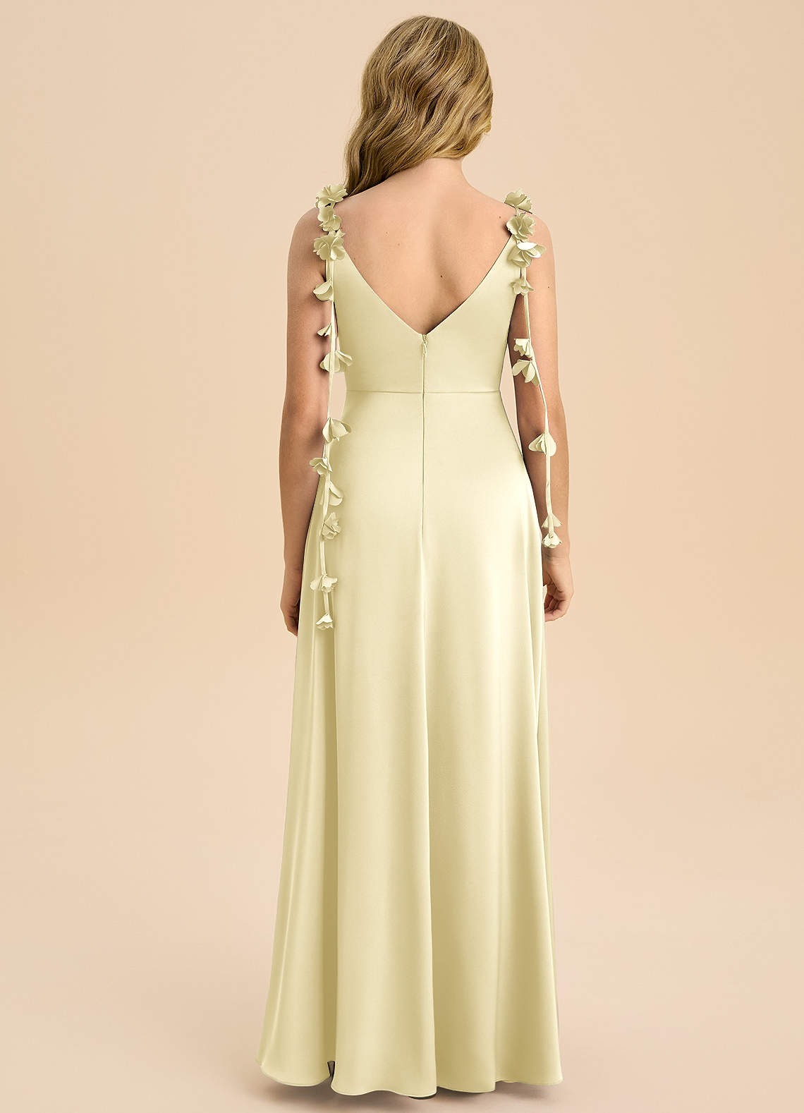 Azazie Gumdrop Junior Vestido de Salvia Polvorienta de Satén Elástico de Imperio con Plisado image6