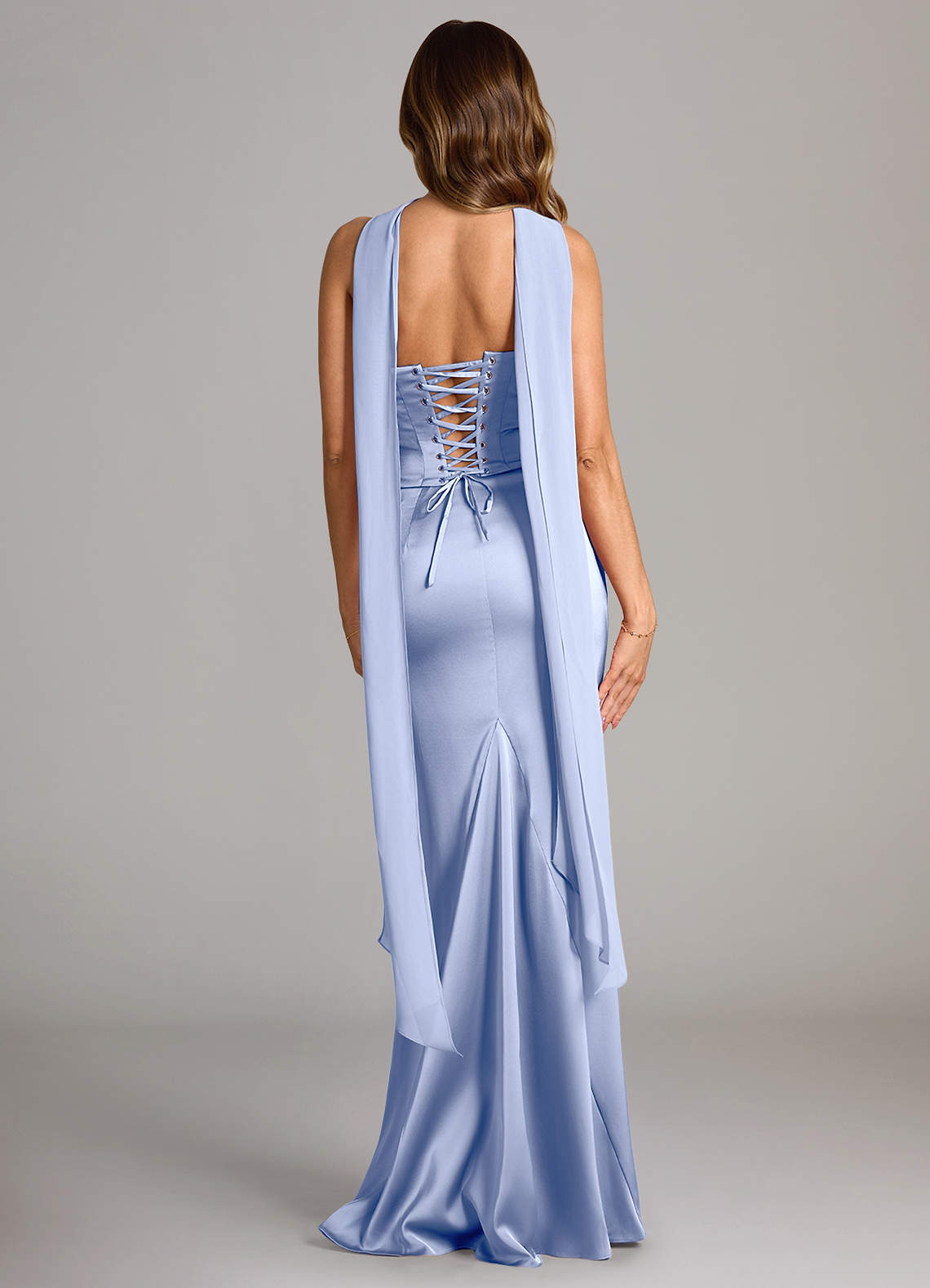 Azazie Sorrel Vestidos de madrinha de casamento Vestido Gelo de Cetim elástico de sereia com Sem alças image1