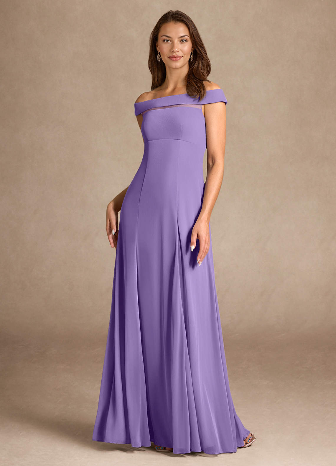 Azazie Ewa vestidos de madre de la novia Vestido de Tahití de Malla de Corte En A con Vestidos sin tirantes image1