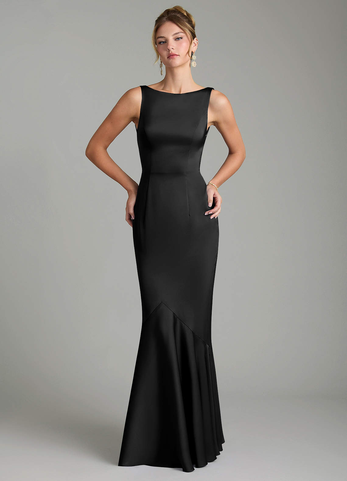 tamera satin halter neck dress Azazie Black Stretch Bridesmaid Dresses Satin maxi