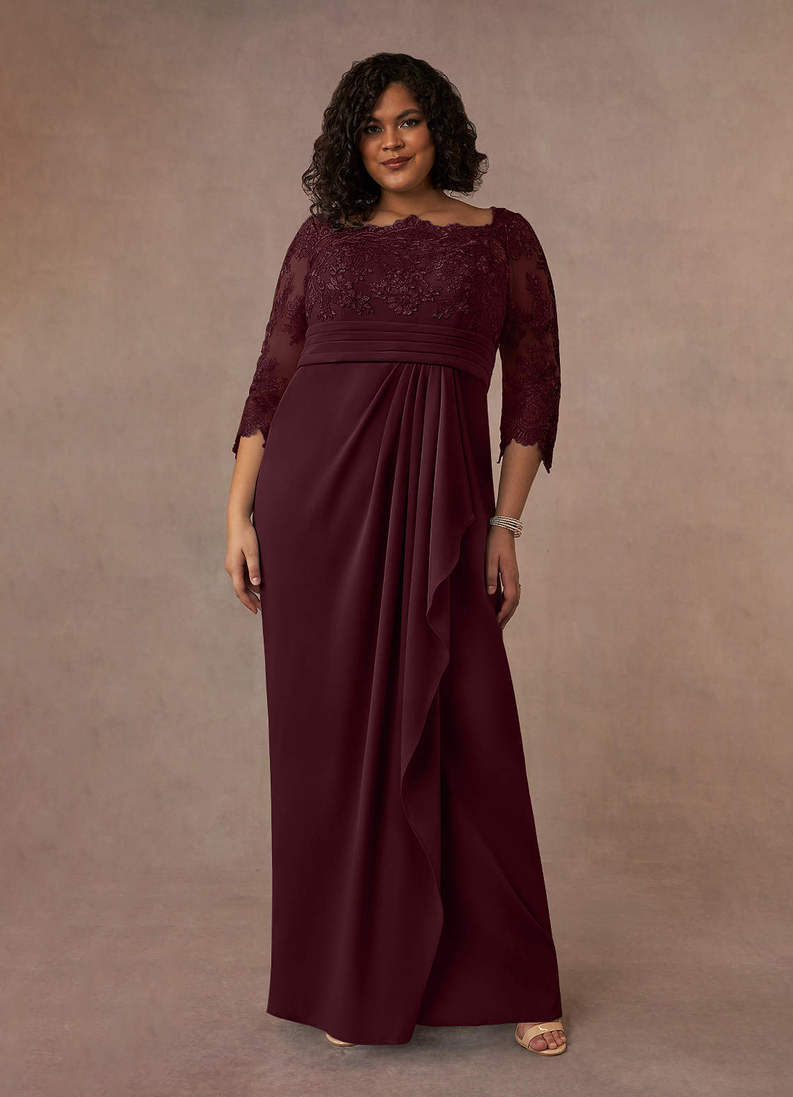 Azazie Bernadine Kleider für die Brautmutter Etui Spitze Kleid Cabernetrot image1