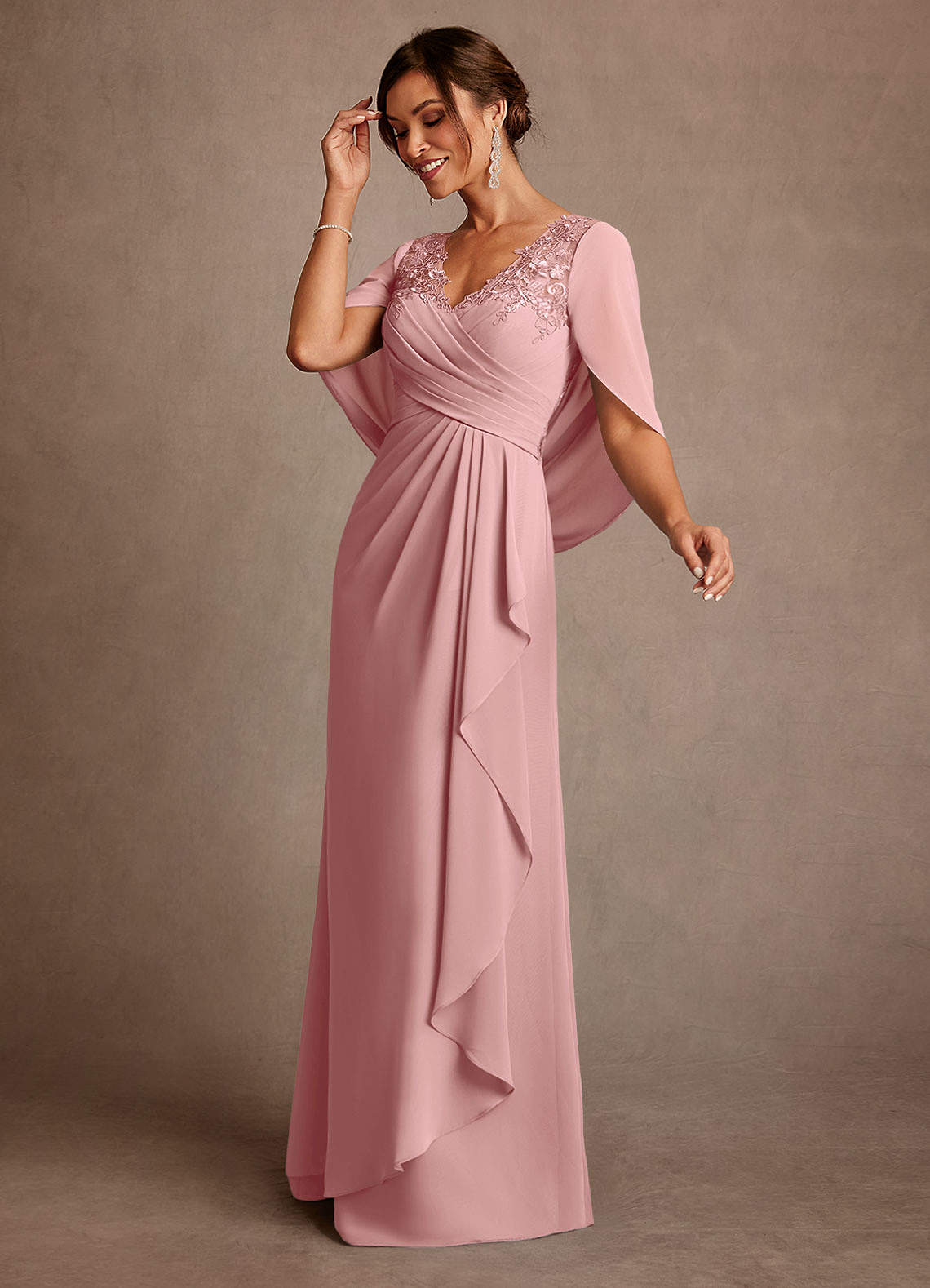 Azazie Santa Clara Dusty Rose A-Line Lace Dress | Azazie