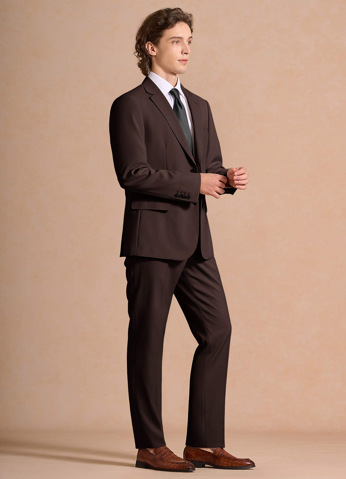 front James Ganache Structured Stretch Suit