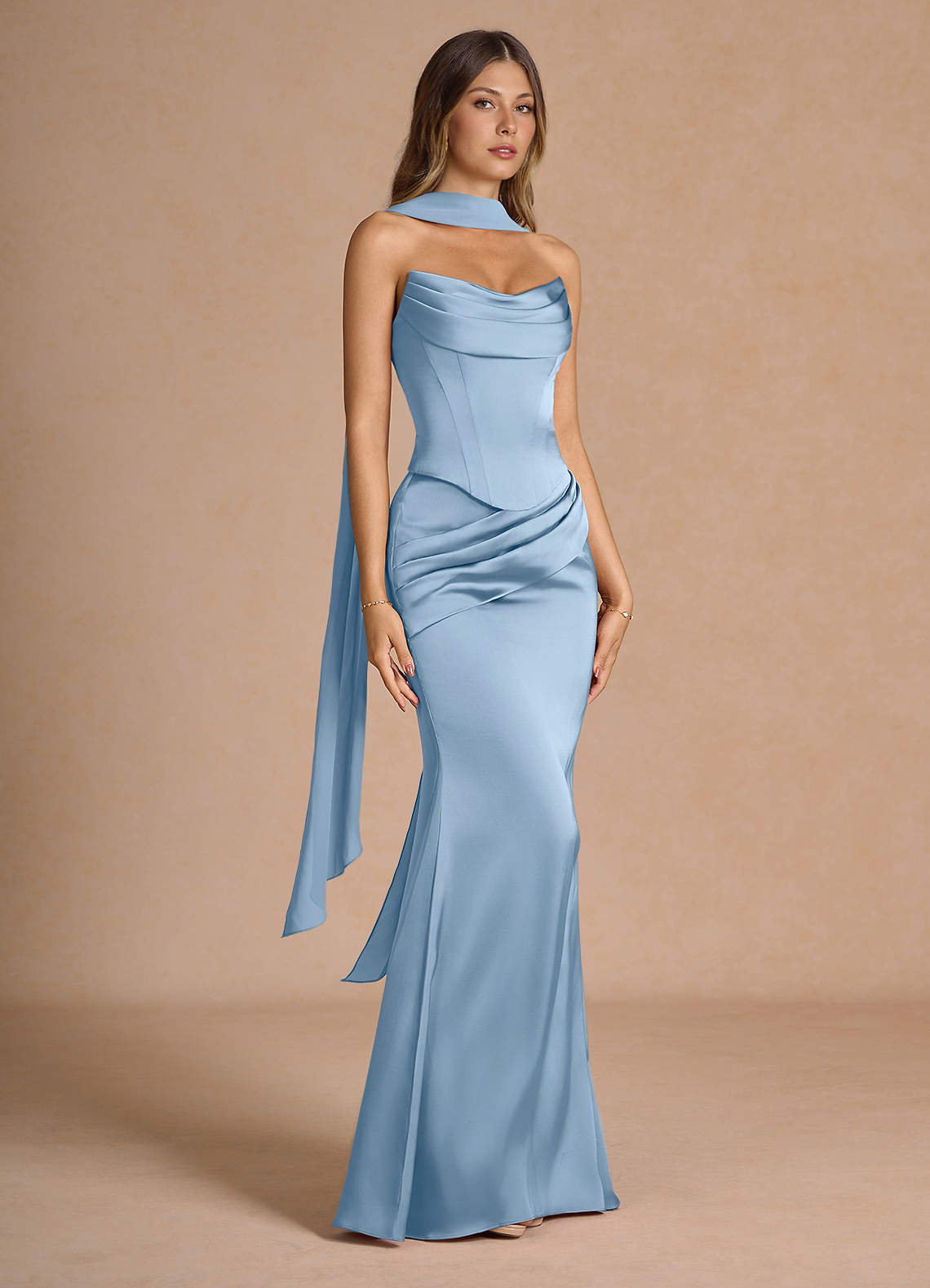 Sorrel Haze Blue Corset Two-Piece Sets | Azazie