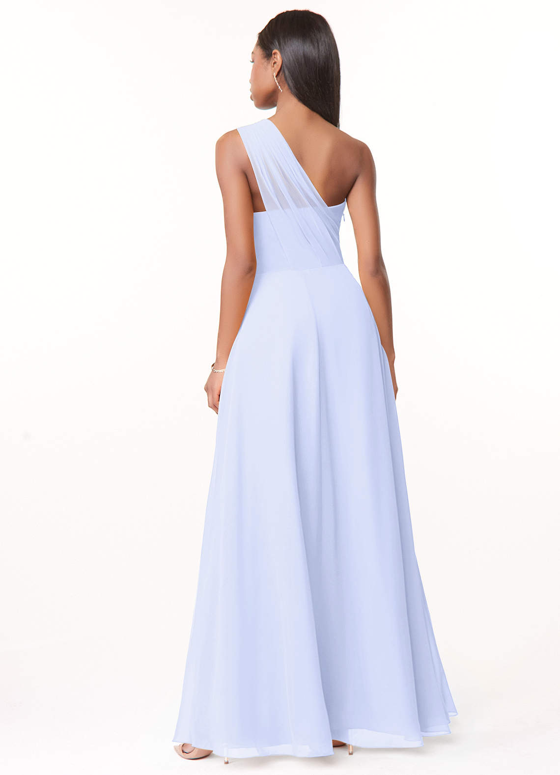 Azazie Ashley Bridesmaid Dresses A-Line Ruched Chiffon Floor-Length Dress image1