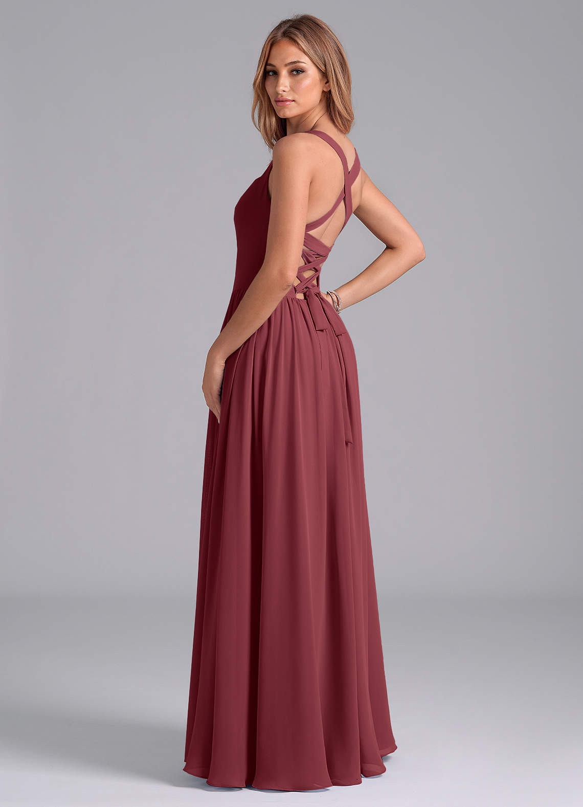 merlot chiffon dress KissProm