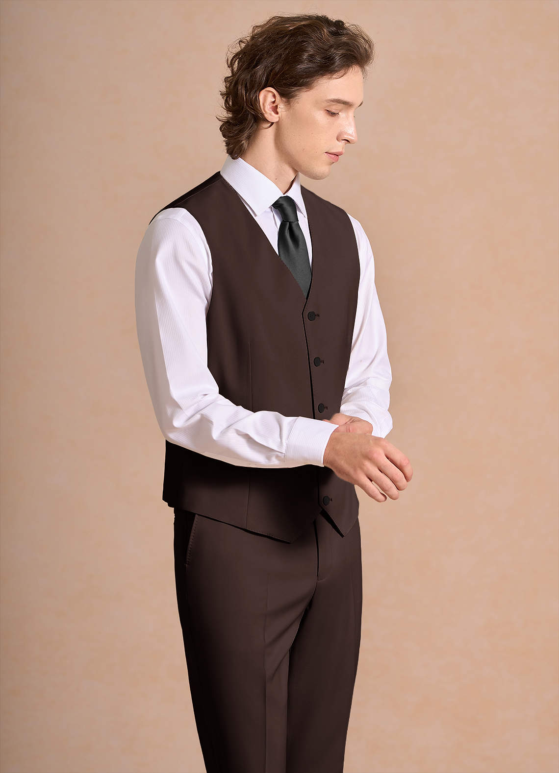 front James Ganache Structured Stretch Suit Vest
