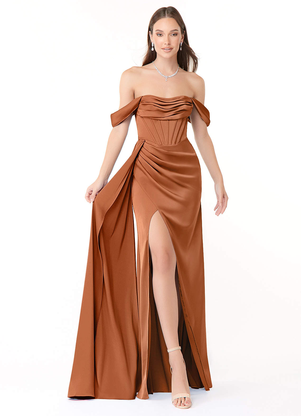 Copper Sequin Bridesmaid Dress Chiffon Bridesmaid Honor Sequin Dress Silk  Georgette/chiffon With