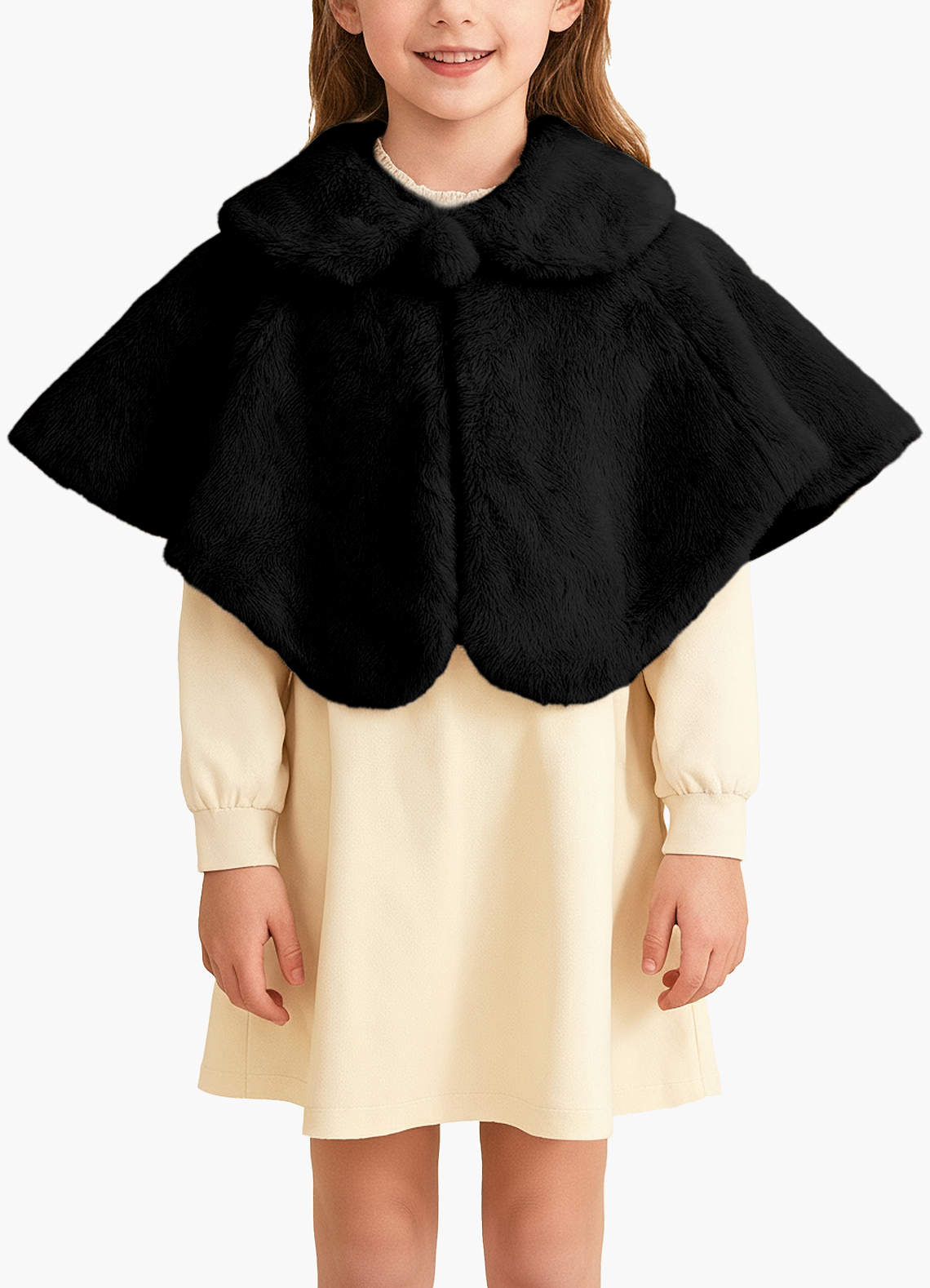 front Cape à col en fausse fourrure pour demoiselle d'honneur