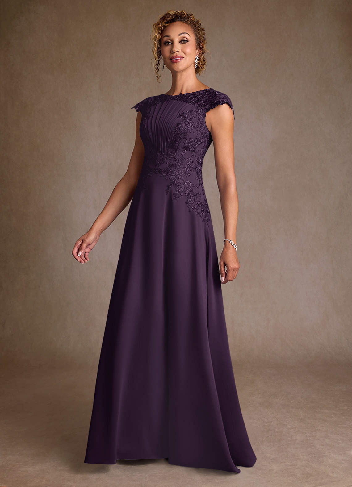 chiffon plum dress Azazie Beatrice