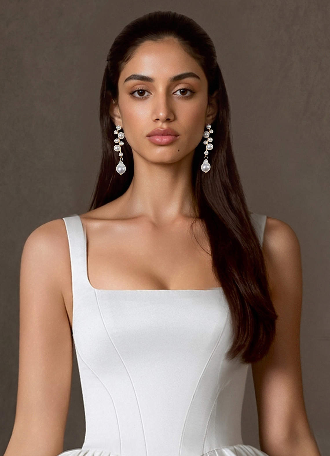 front Pearl Chandelier Earrings