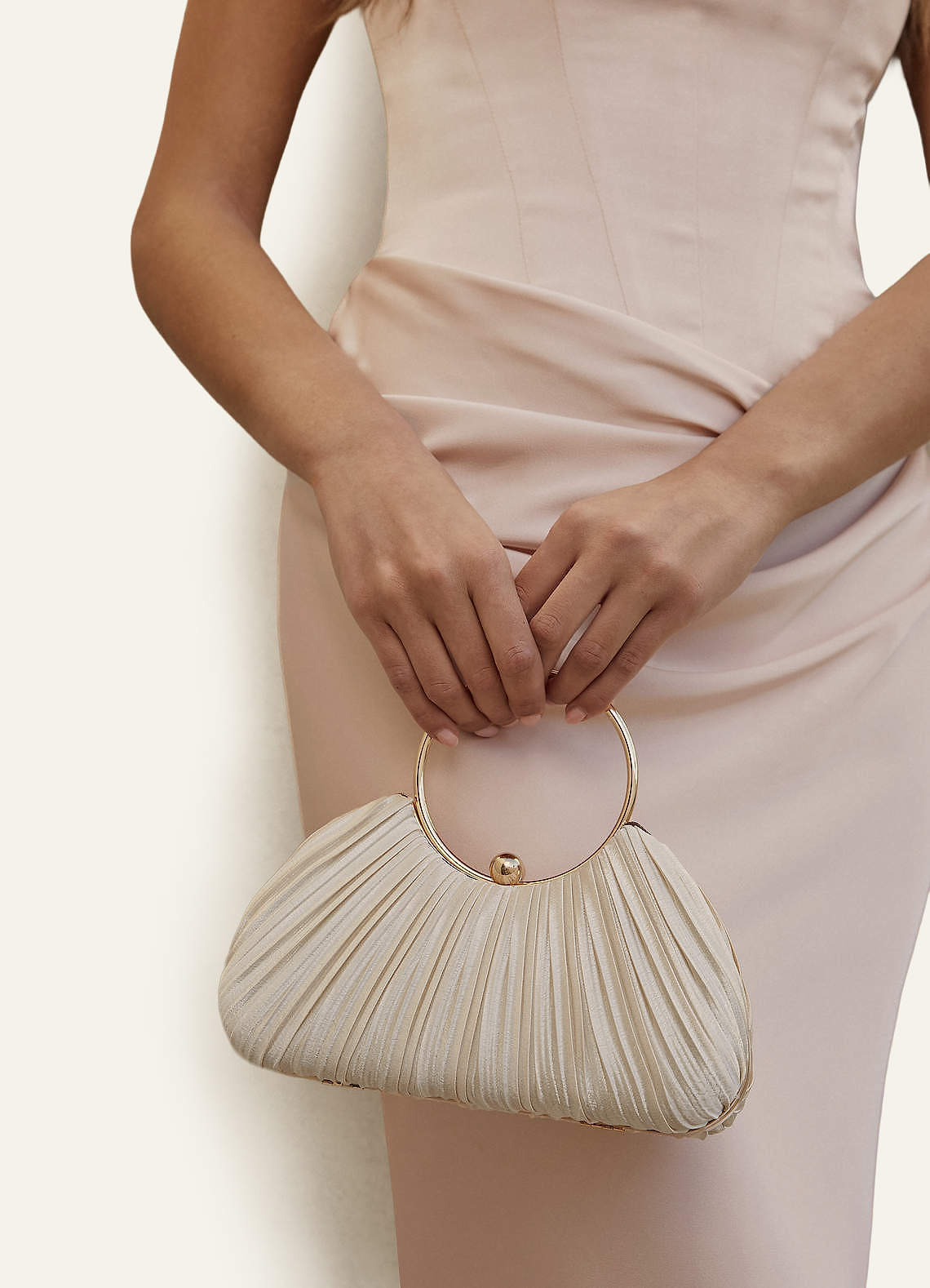 front Satin Pleated Handbag