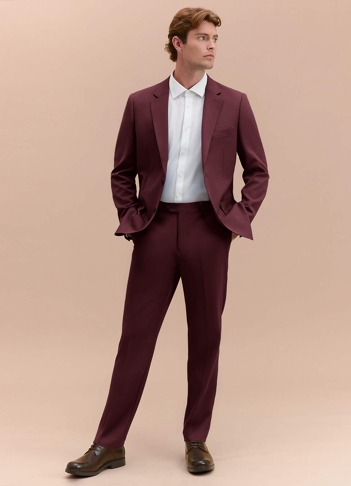 front James Cabernet Structured Stretch Suit