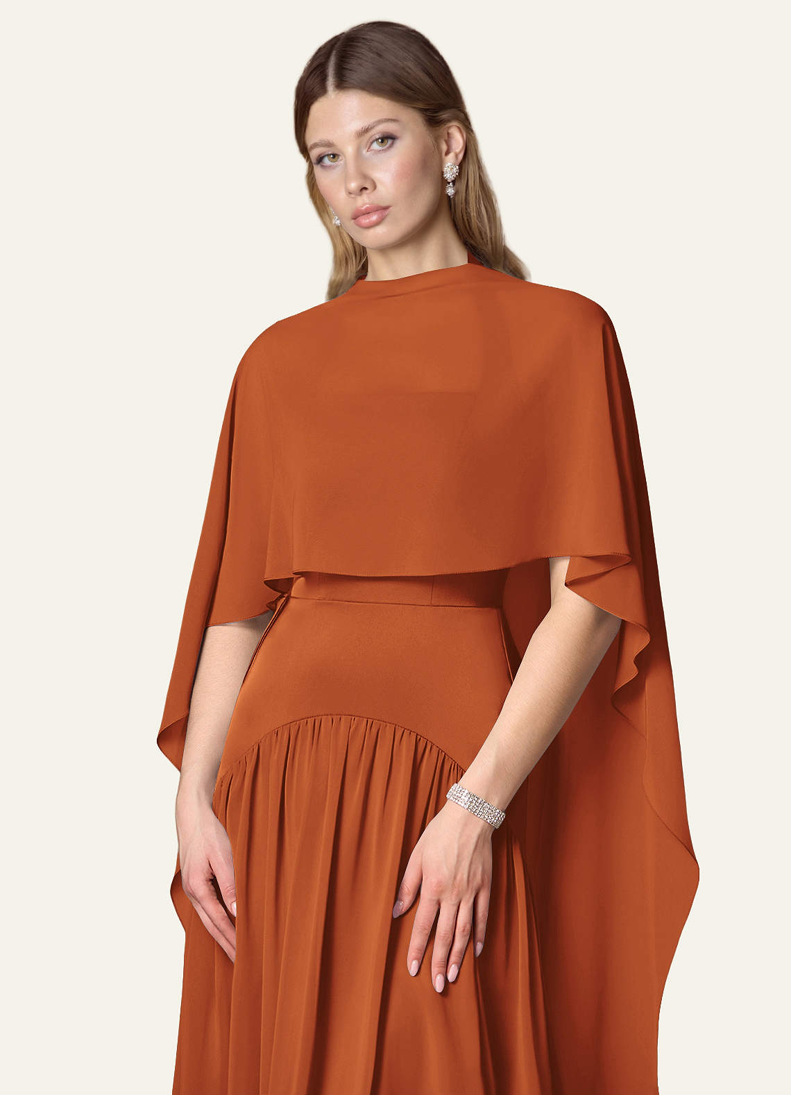 front Azazie Matching Color Chiffon Multiway Cape