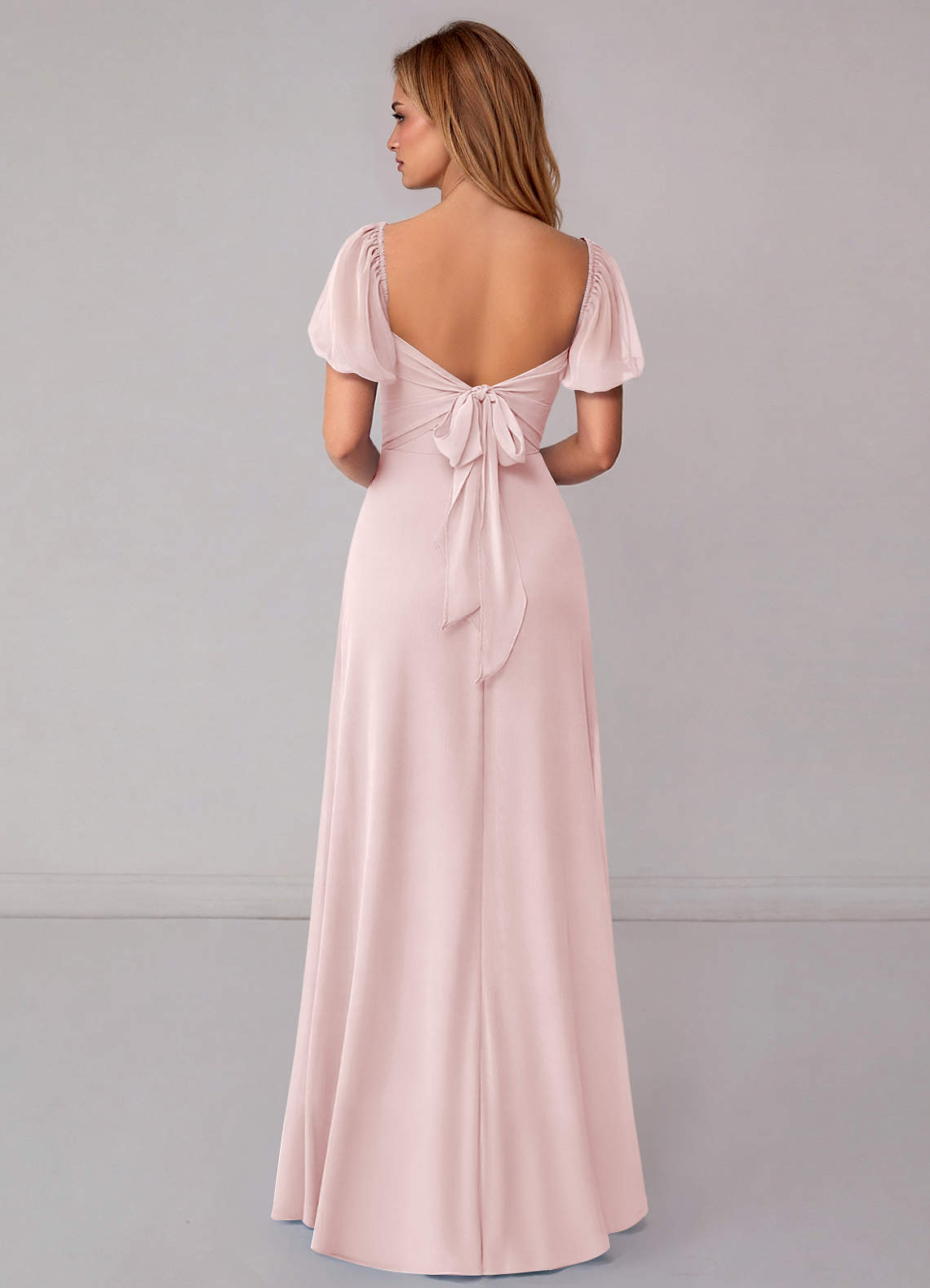 Azazie Fatima Bridesmaid Dresses Blushing Pink A-Line with Pockets Chiffon Dress image4