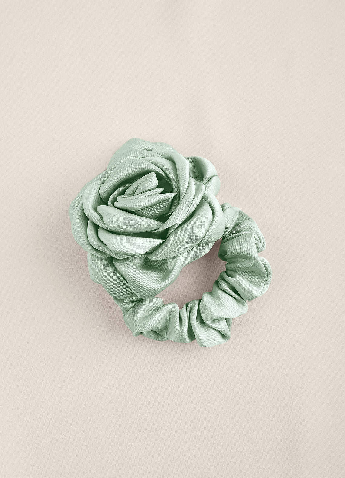 front Matching Color Matte Satin Rose Scrunchie Set