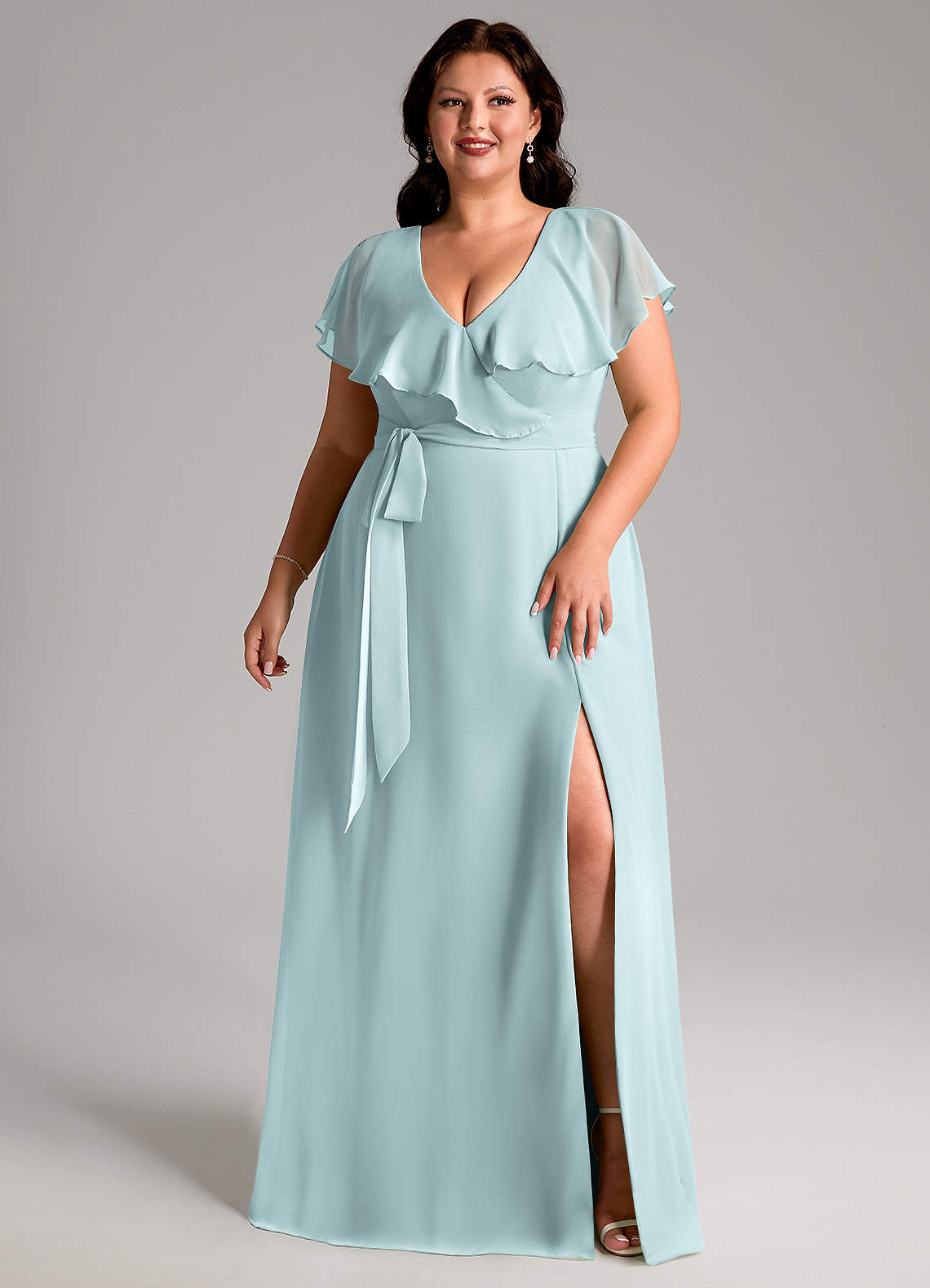 Azazie Lainey Morsiusneito Mekot A-linja taskuilla Sifonki Lattian pituus Pukeutua image9