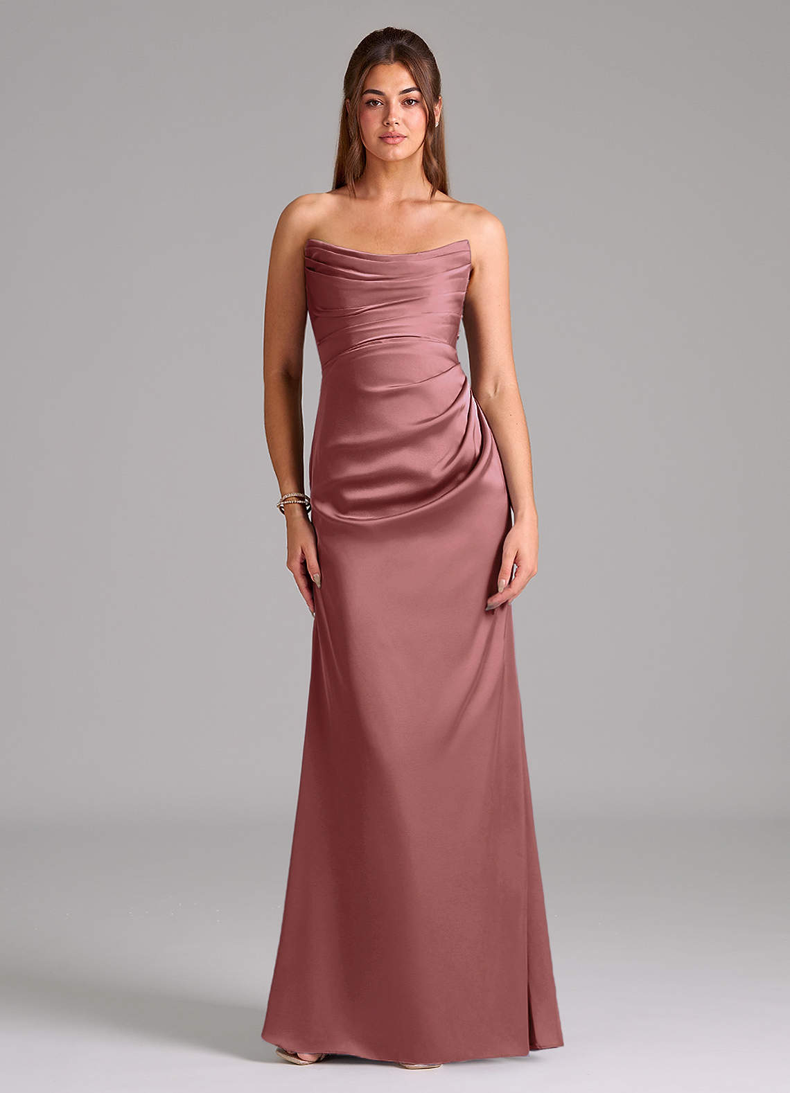 Azazie Lucille Bridesmaid Dresses Amethyst Mermaid Strapless Stretch Satin Convertible Dress image1