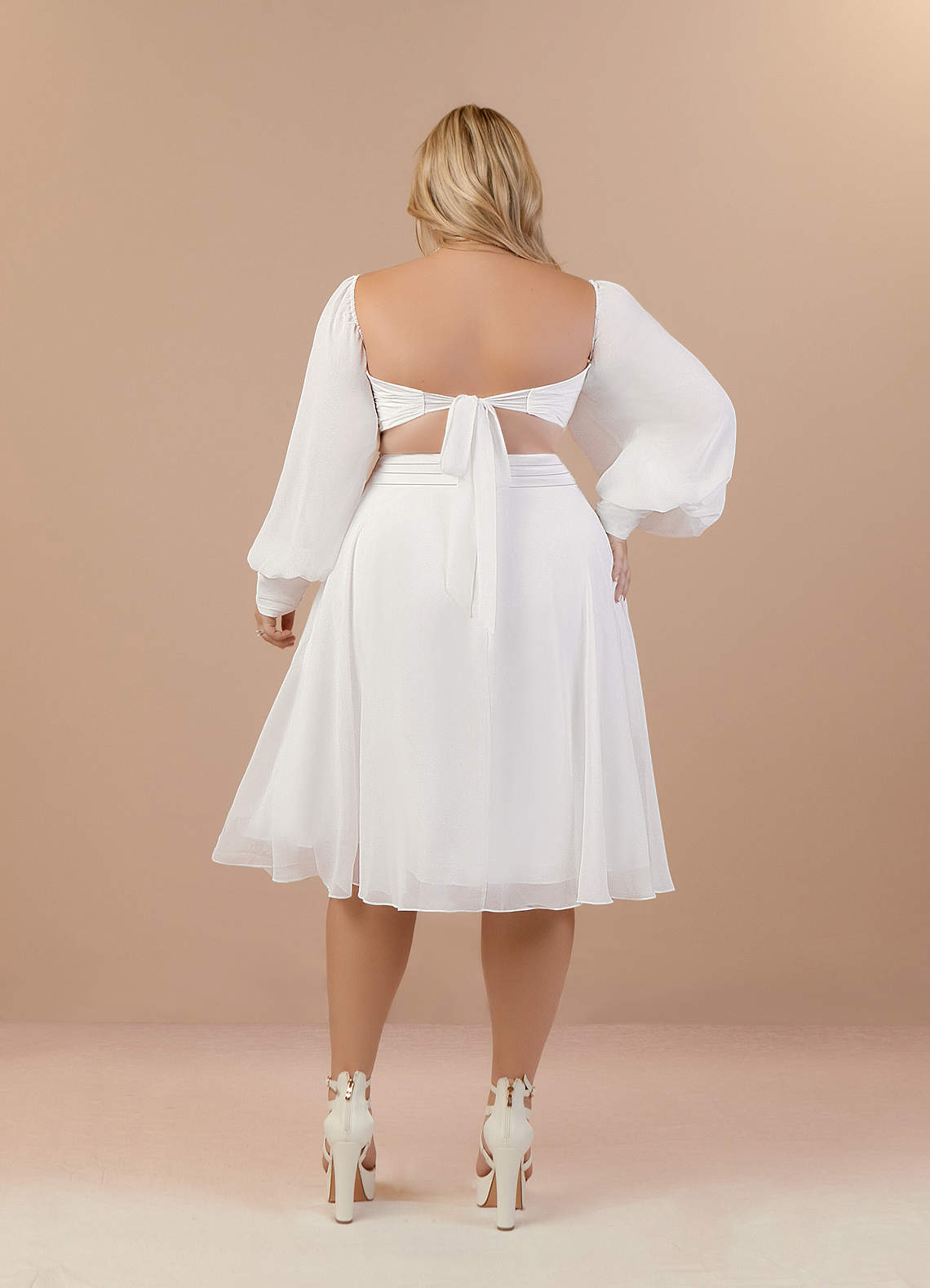 Azazie Delfina Wedding Dresses Diamond White A-Line V-Neck Pleated Chiffon Dress image9