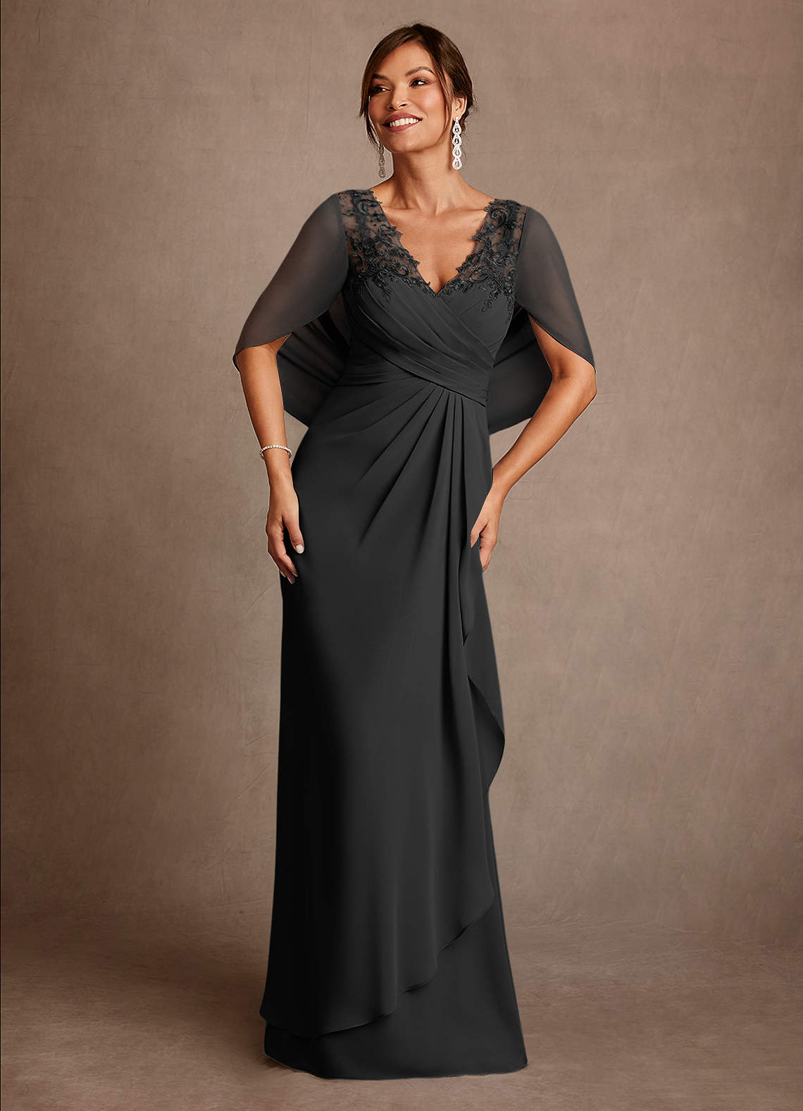 Azazie Santa Clara Black A-Line Lace Dress | Azazie
