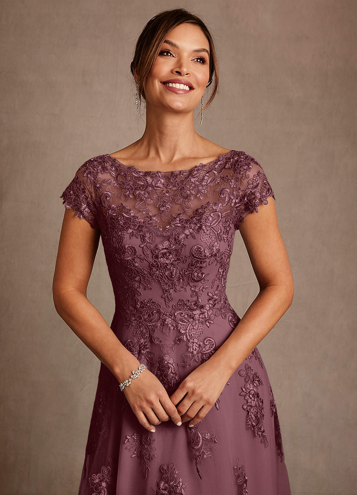 Azazie Jolanda Kleider für die Brautmutter A-Linie Spitze Kleid Sangria image4