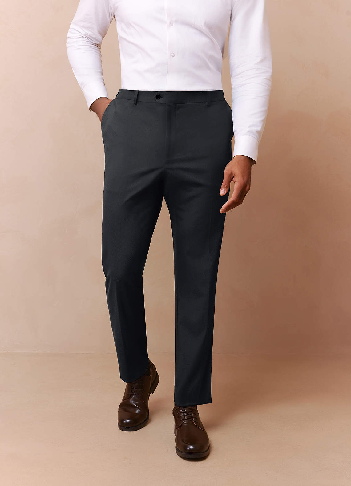 front Savile Charcoal Wool Blend Dress Pants