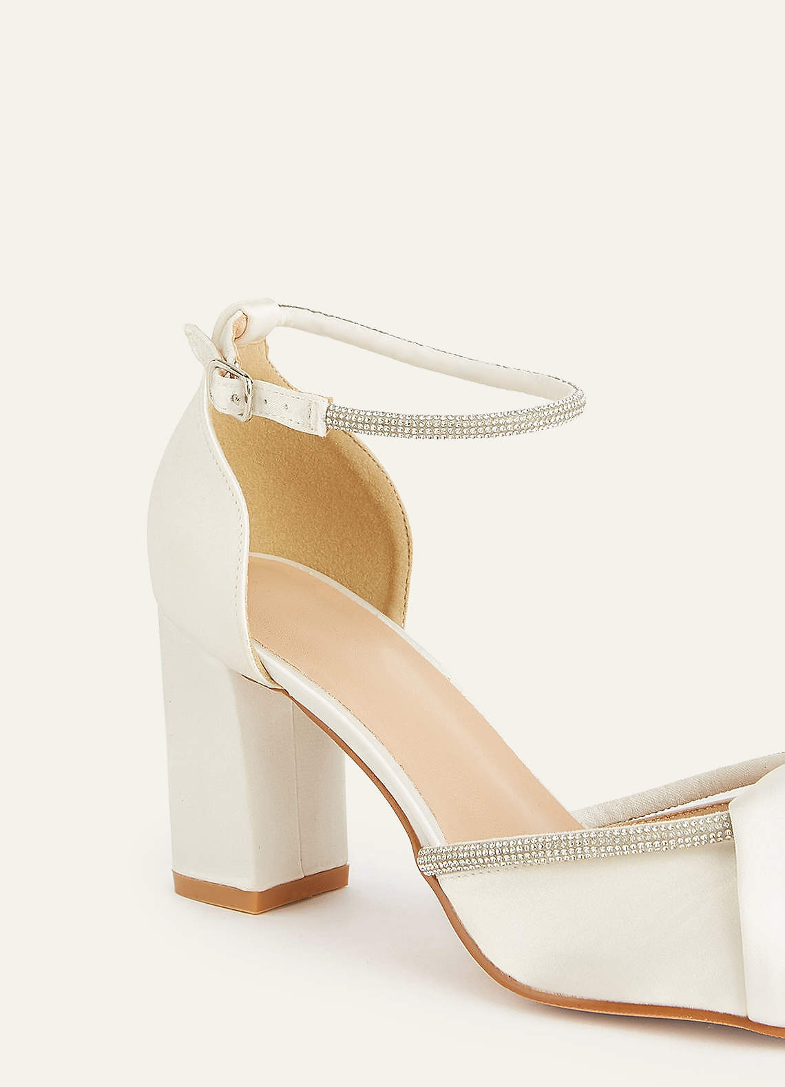front Rhinestone Strap Pointed Toe Block Heels