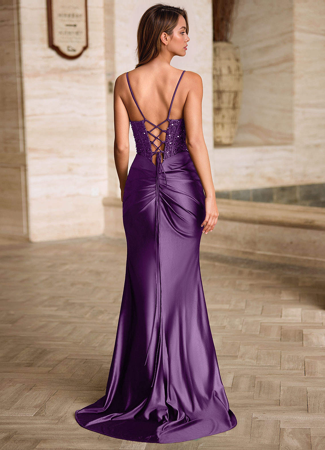 Starlit Purple Cowl Neck Prom Dress | Azazie