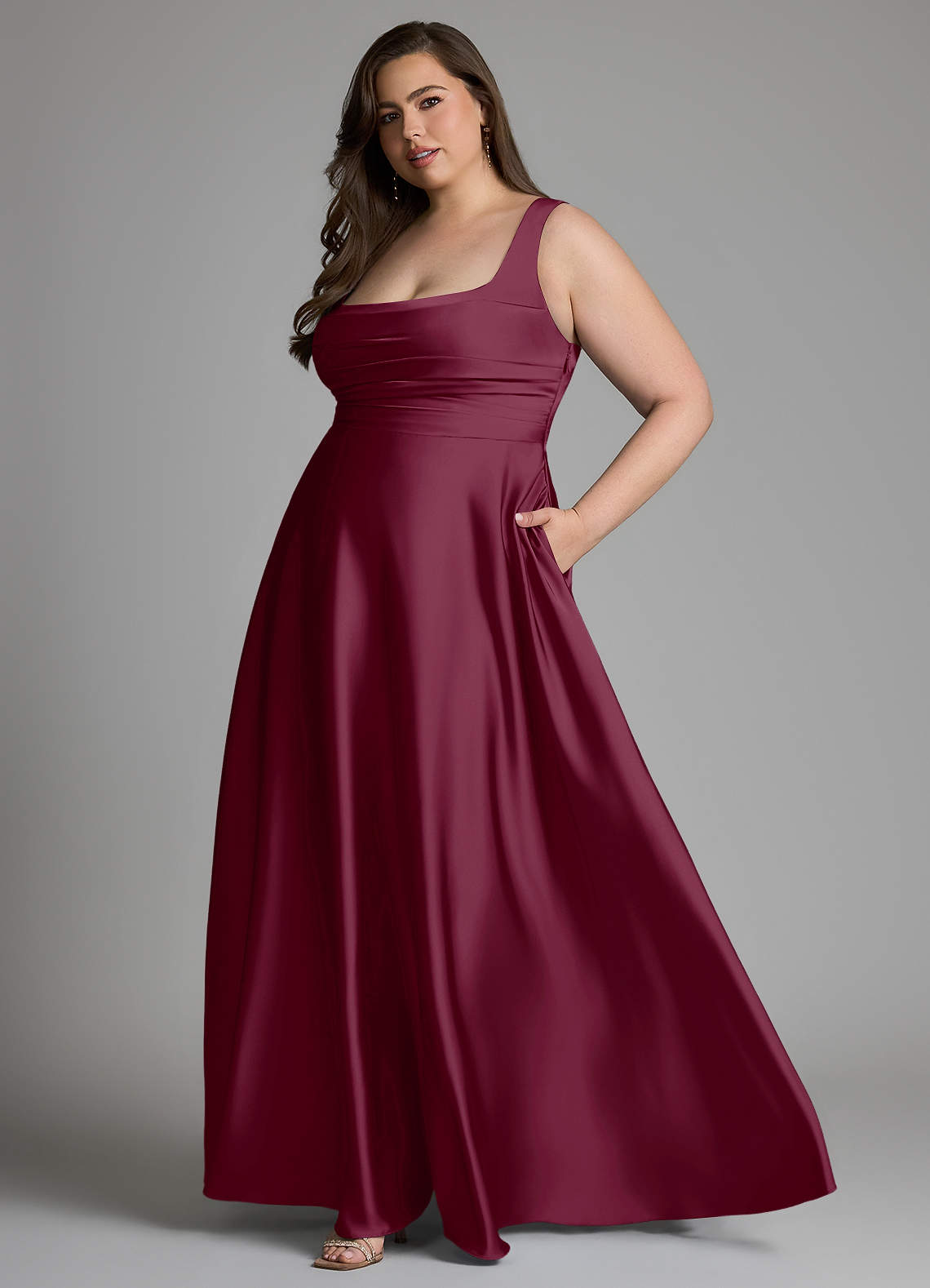 Azazie Azaria Bridesmaid Dresses Mulberry A-Line Corset Stretch Satin Dress image9