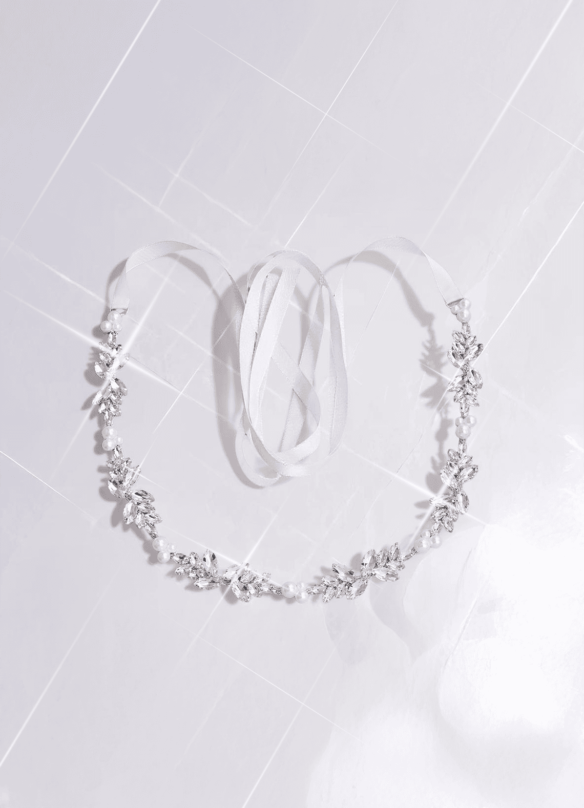 front Pearl and Crystal Leaf Sash