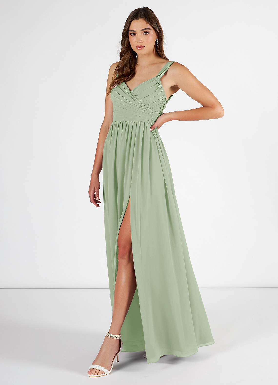 Dusty Sage Azazie Aziza Bridesmaid Dresses | Azazie