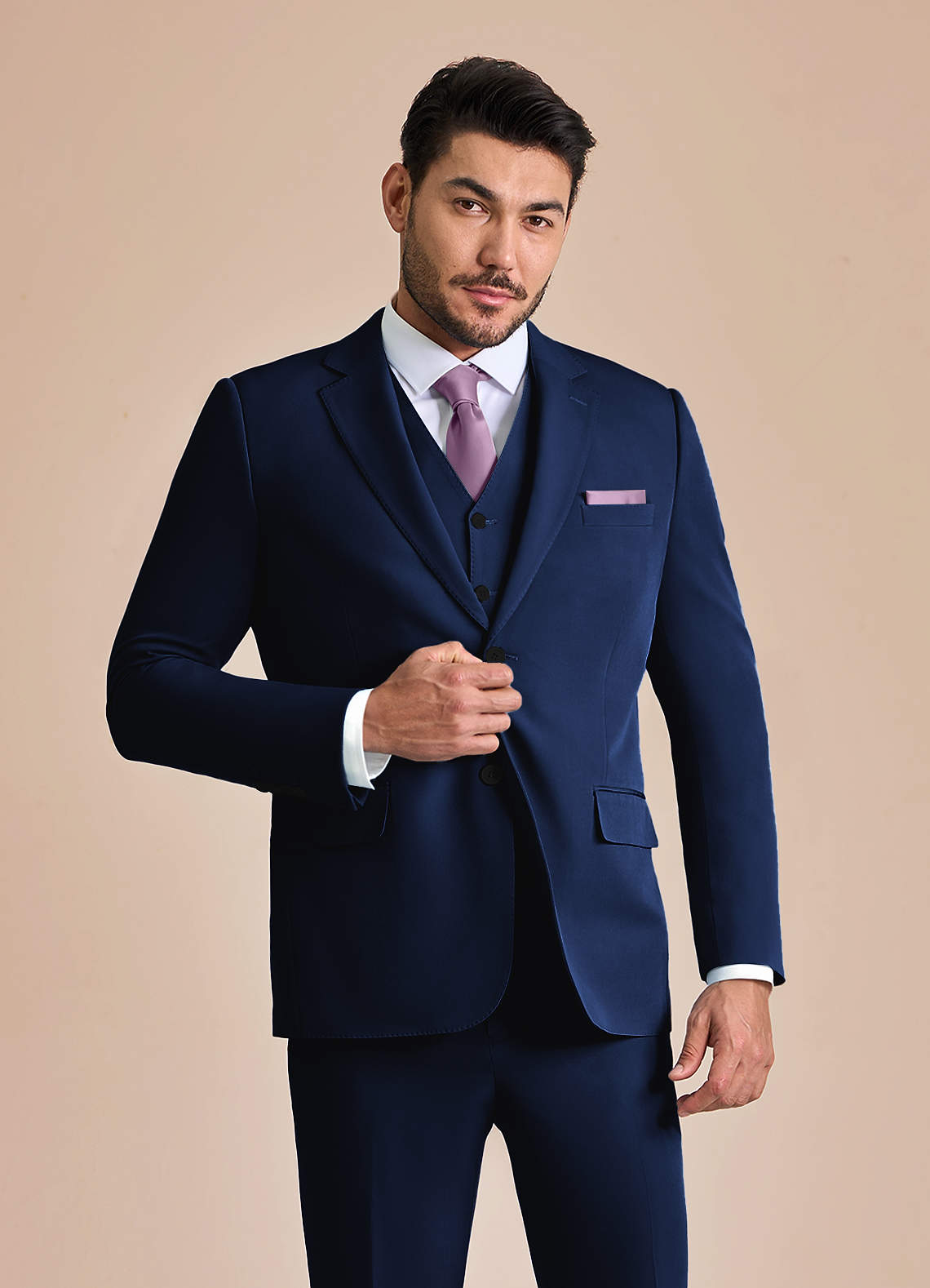 front James Blue Structured Stretch Suit Jacket