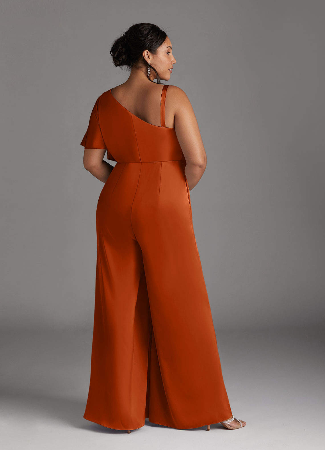 Azazie Hagretta Mère de la mariée Robes Robe Combinaison/Tailleur Pantalon en Satin extensible Orange Brûlée image9