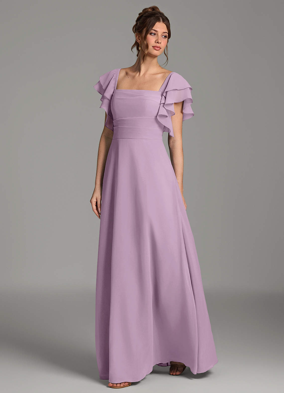 wisteria chiffon bridesmaid dress Azazie Dacia Details Silhouette YGroup_AM-TL-10529 Paniaguakarla wears the coveted Bottom Size:L - 32