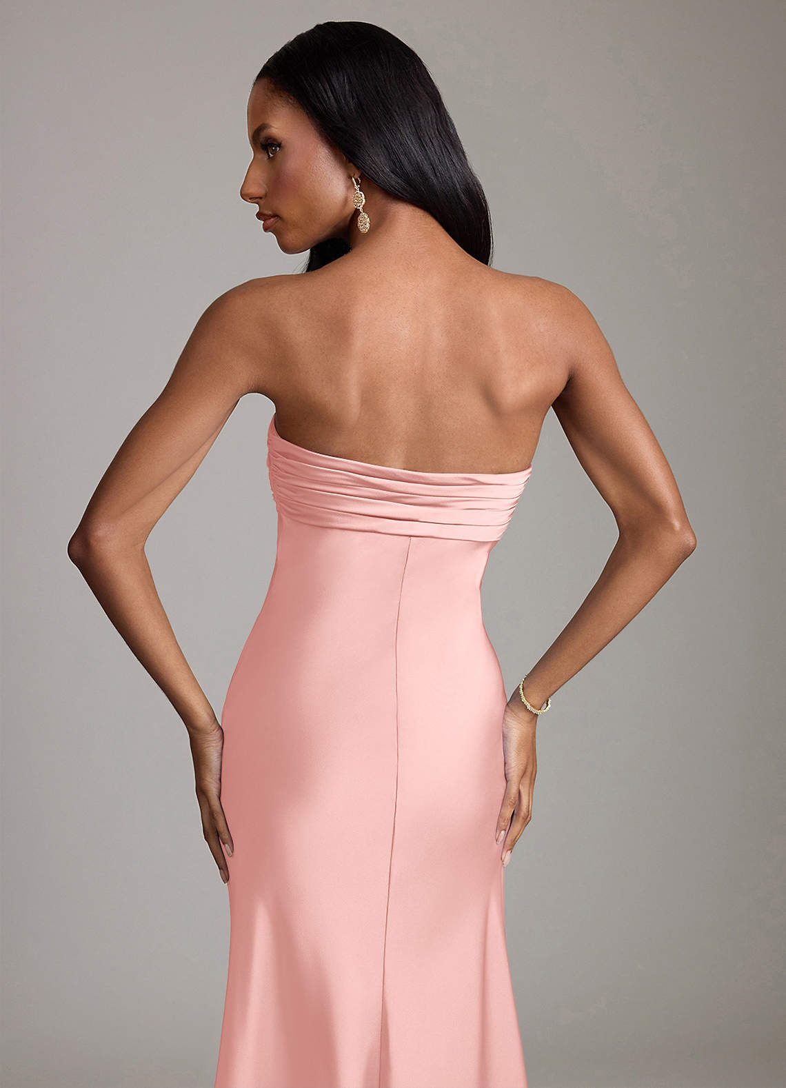 Azazie Saylor Kjoler til hjemmeprøvning Havfrue Stropløs Stræk satin Gulv-længde Kjole image5