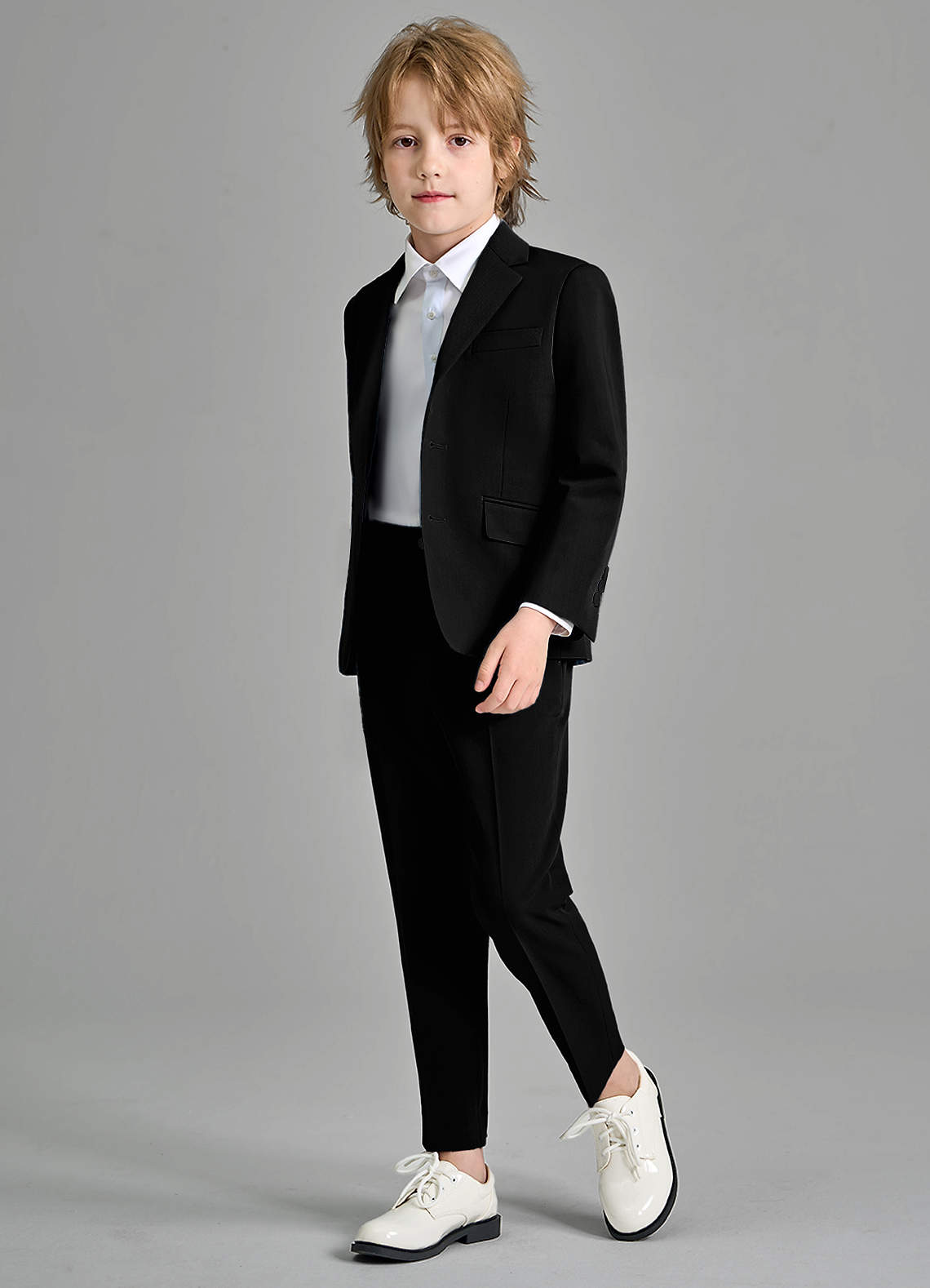 front Oliver Boys Black 2-Piece Suit