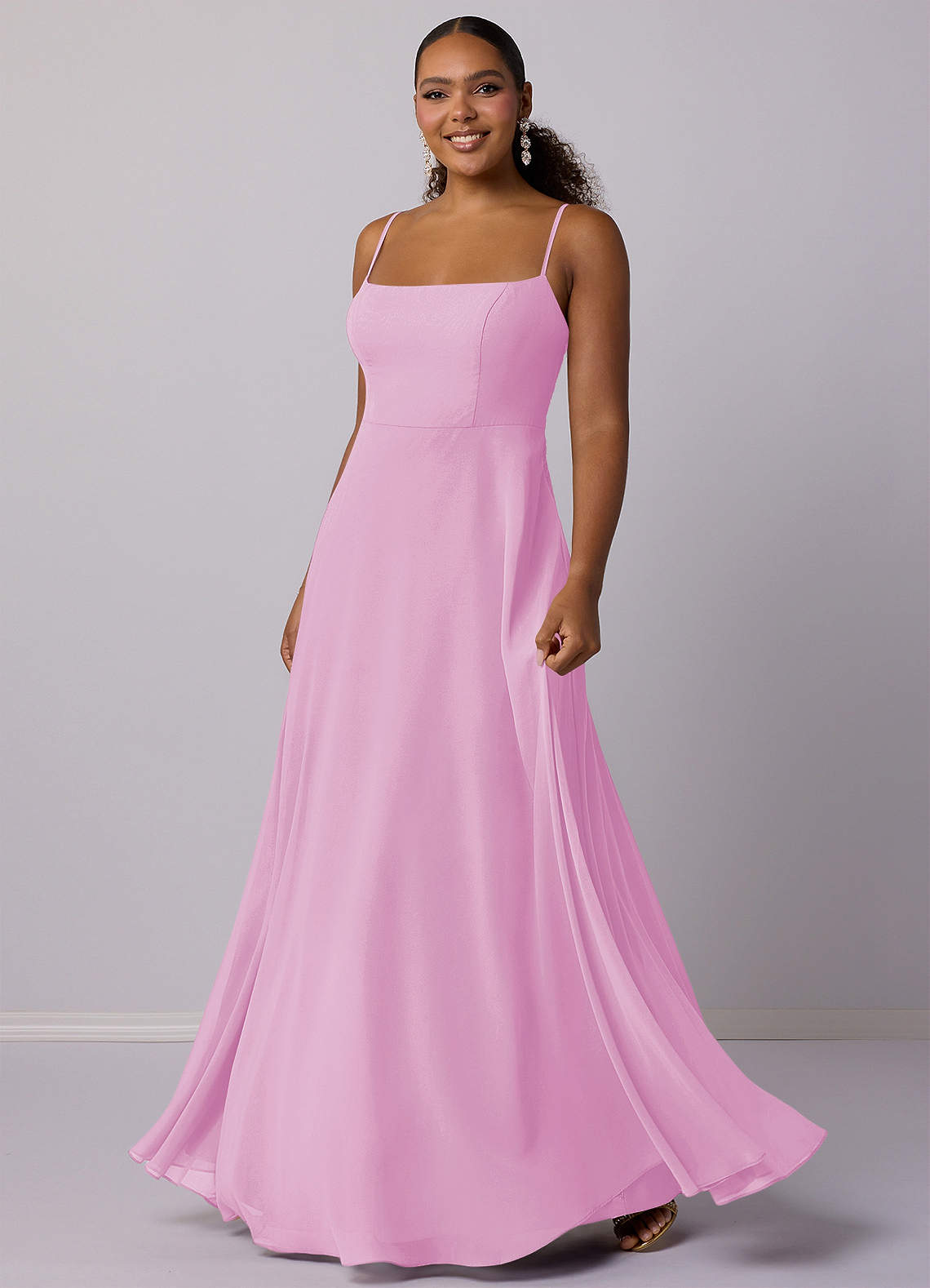 Barbie ♥ Azazie Brautjungfernkleider A-Linie Chiffon Kleid Bonbonrosa image1
