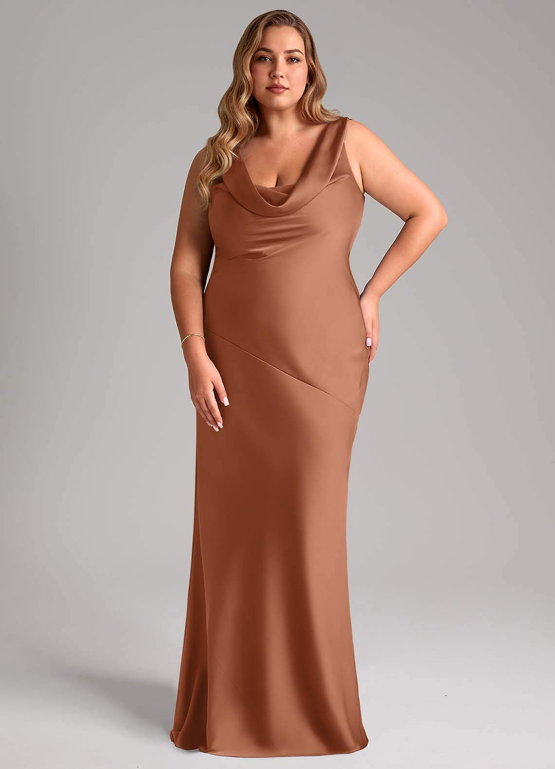 Azazie Rylina Vestidos de damas de honor Vestido de Bronceador de Satén Elástico de Corte Sirena image1