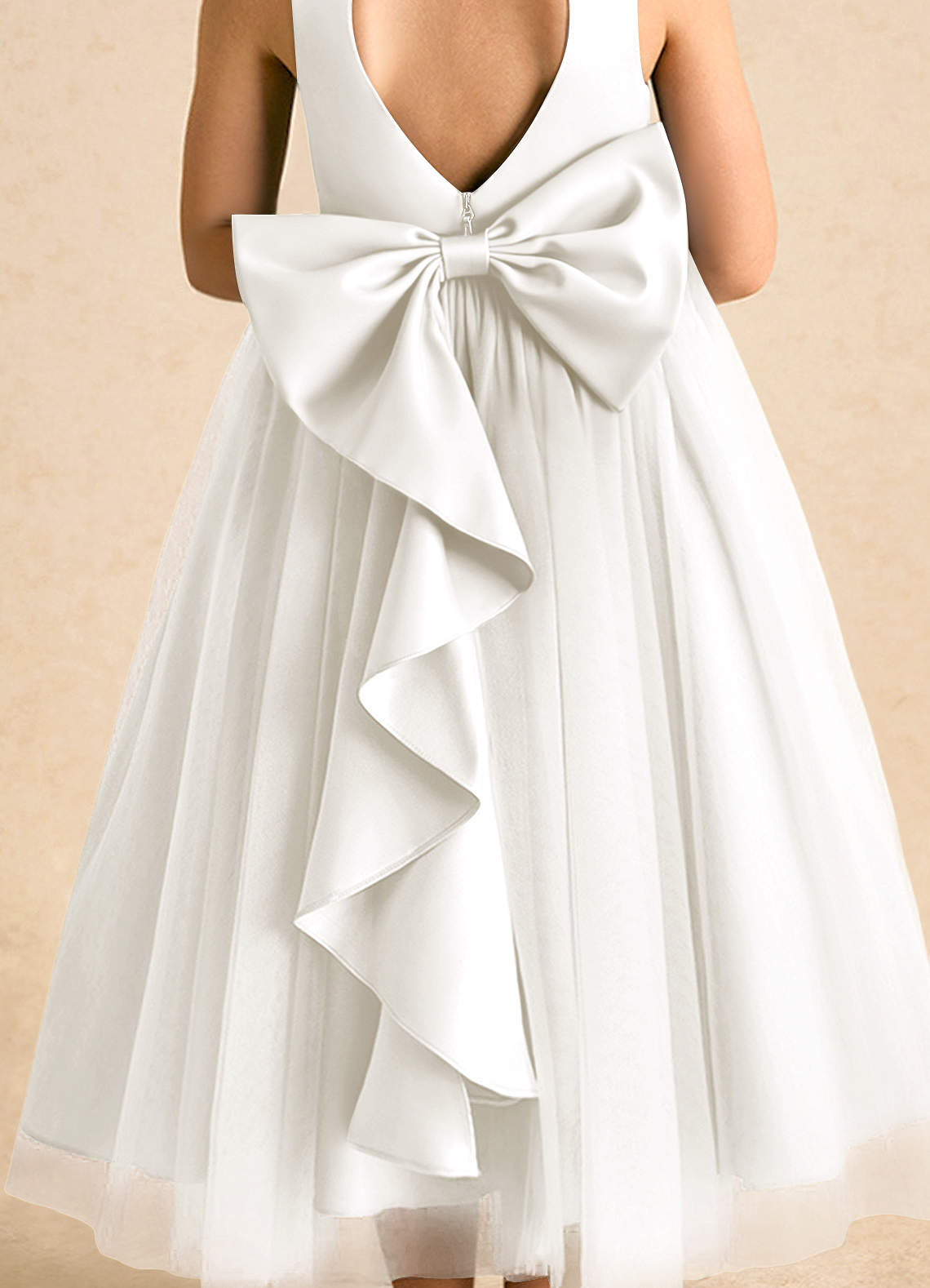 Azazie Solia Robe Demoiselle D'honneur Fillette Robe Princesse en Tulle Arc Ivoire image6