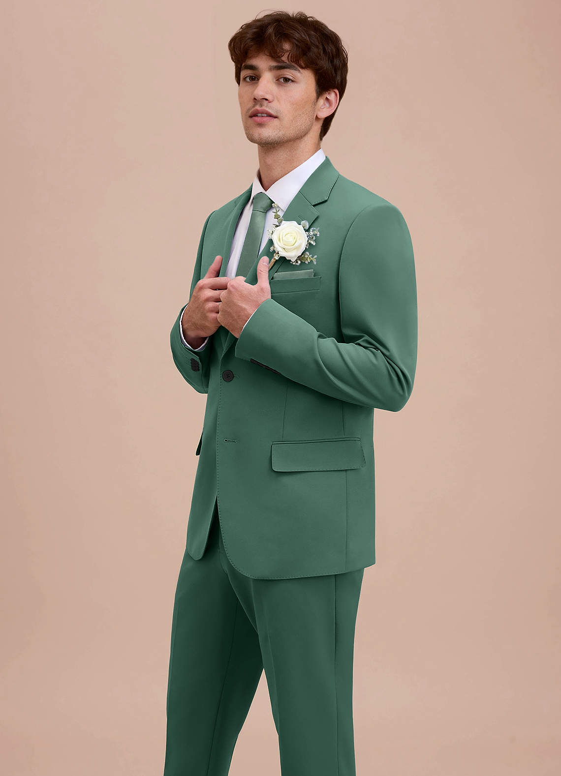 front Ethan Eucalyptus Refined Weave Suit Jacket