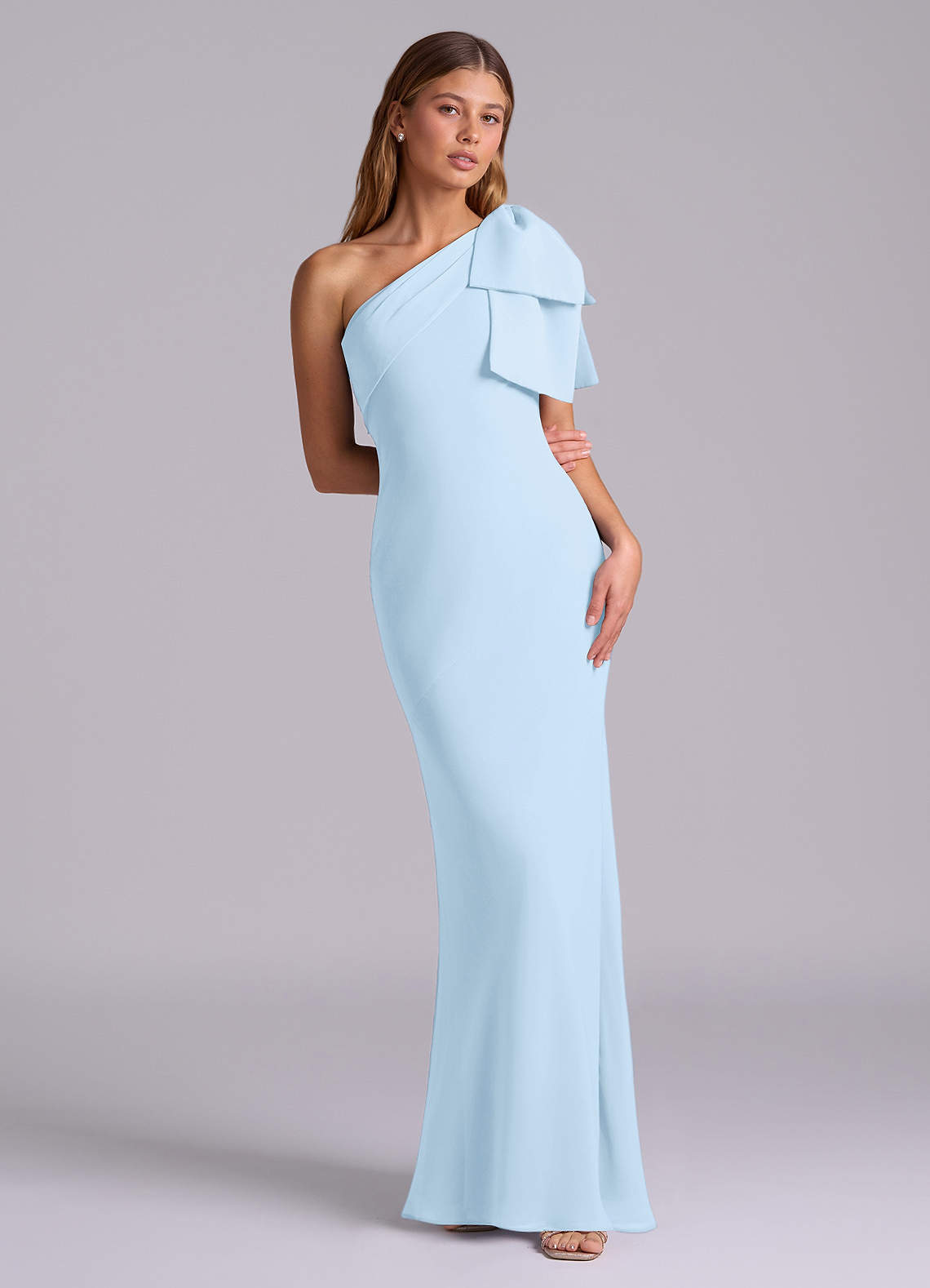 Azazie Yuanna Bridesmaid Dresses Sky Blue Mermaid One Shoulder Chiffon Dress image2