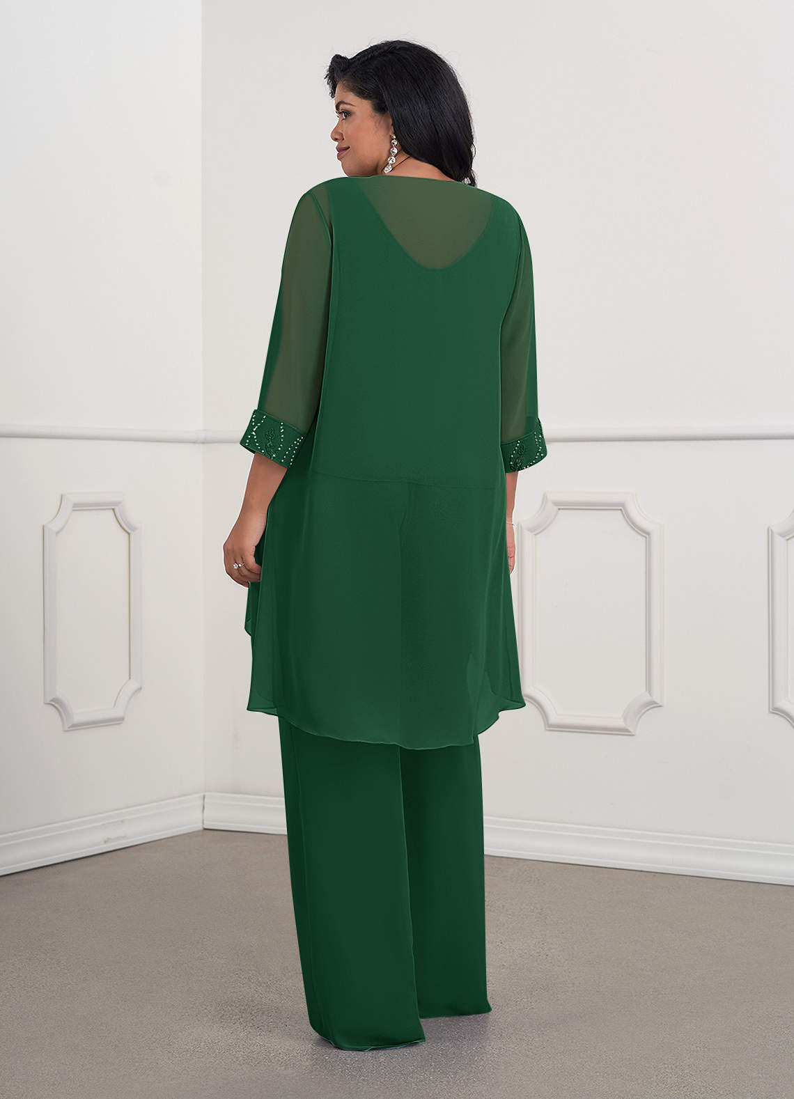 Azazie Maura Mother of the Bride Dresses Dark Green Jumpsuit/Pantsuit Sequins Chiffon Dress image6