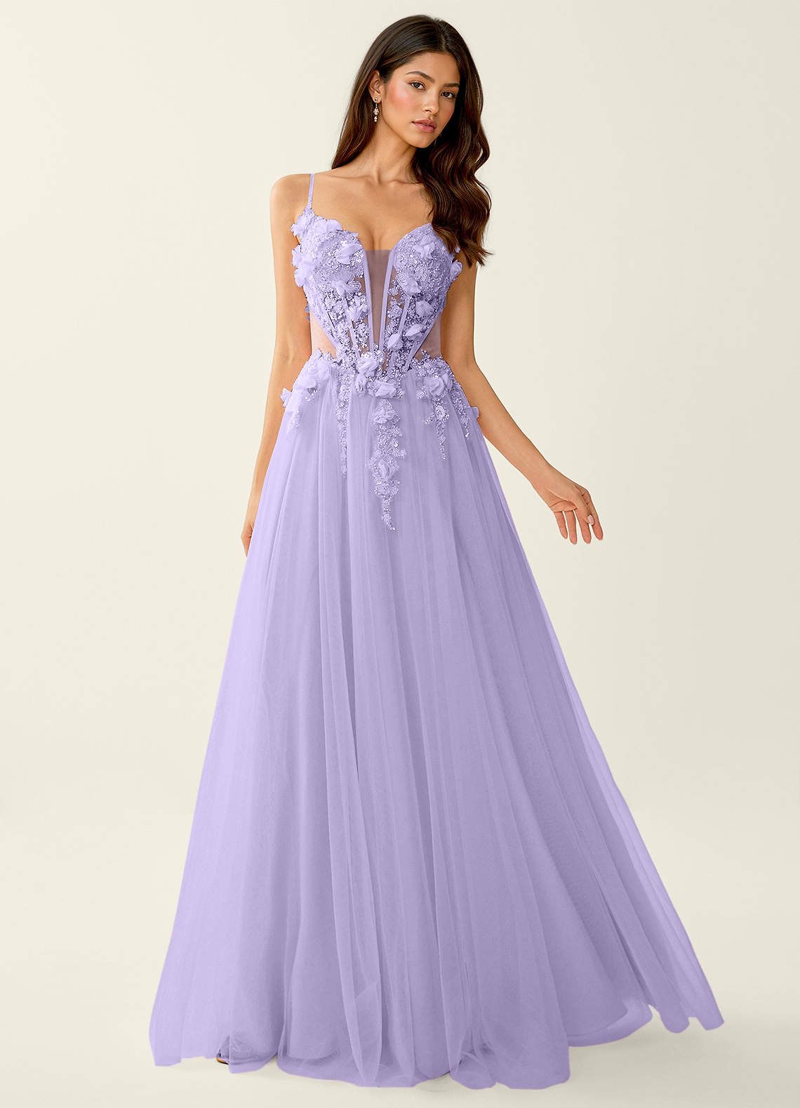 purple fairy prom dress Strappy-Back Long Lilac Purple Prom Dress with Beads Lilac / Large main image 1